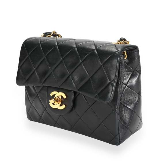 Chanel Vintage Black Quilted Lambskin Mini Square Classic Flap Bag - Picture 2 of 7